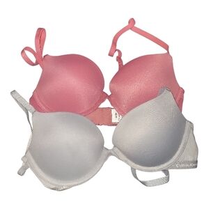 Calvin Klein Set Of 2 Bras 32B Push Up Plunge Microfiber Stretch